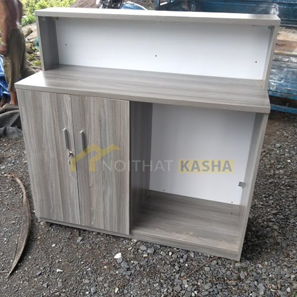 Quầy lễ tân nhỏ gọn đơn giản có hộc tủ QT09